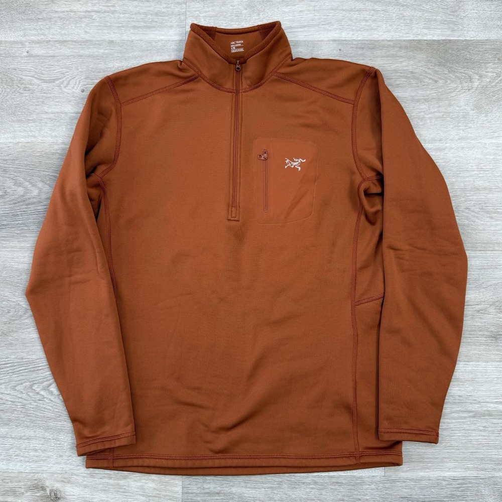 Arc'teryx Rho Heavyweight 1/2 Zip Polartec Fleece Pullover Mens L Rust Orange